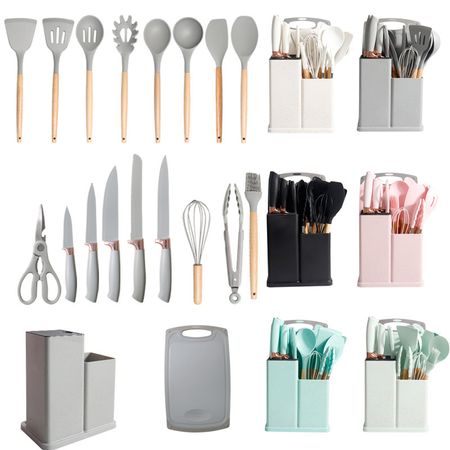 Silicone spatula and soup spoon 19-piece set